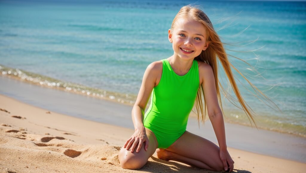 Girls Neon Green Swimsuit