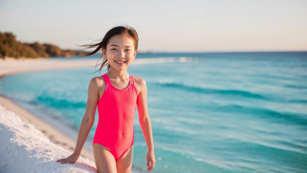 Girls Neon Pink Swimsuit